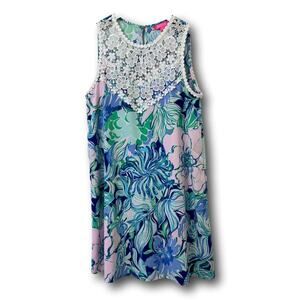 Lilly Pulitzer Nola Shift Crochet Lace Spring Midi Floral Easter Dress Medium
